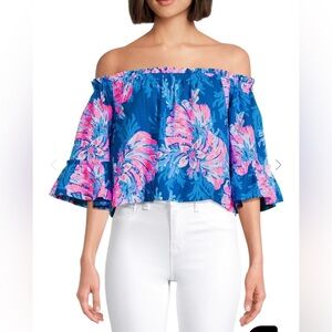 NWT Lilly Pulitzer Croix Coral Reef Off-The-Shoulder Top XL
